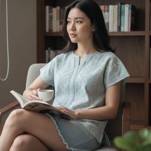 Agha Noor Embroidered Top - Size Small